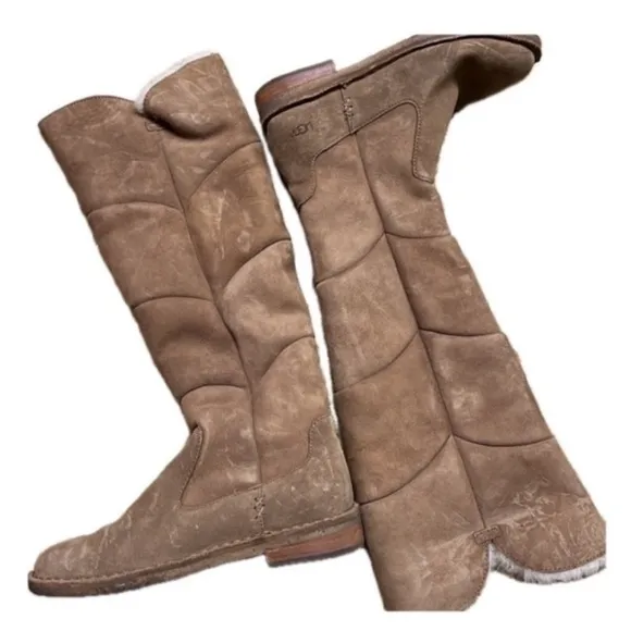 UGGS Tan Suede Knee-High Boots Size 6