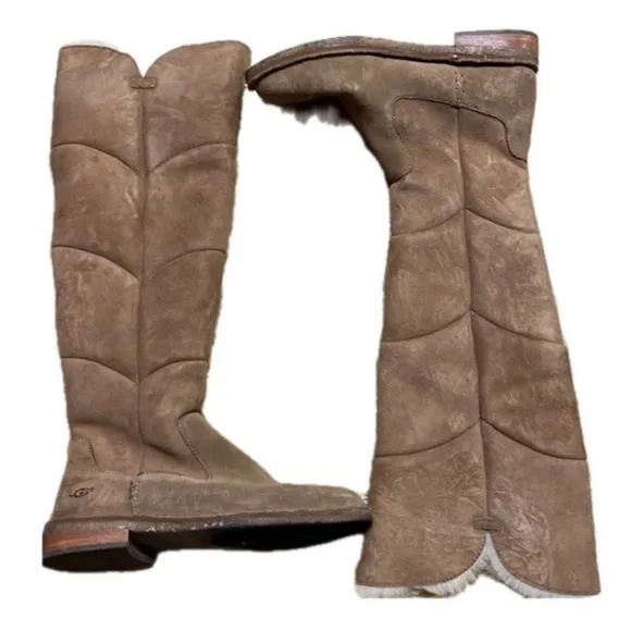 UGGS Tan Suede Knee-High Boots Size 6