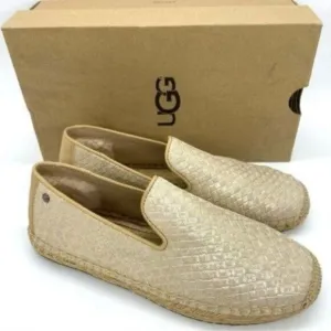 Ugg Womens Sandrinne Metallic Leather Espadrille Slip On Shoes