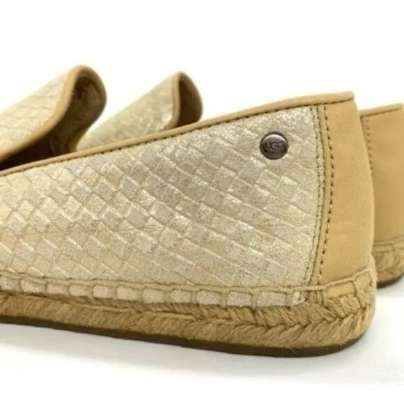 Ugg Womens Sandrinne Metallic Leather Espadrille Slip On Shoes