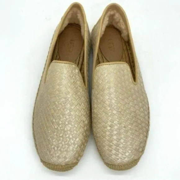 Ugg Womens Sandrinne Metallic Leather Espadrille Slip On Shoes