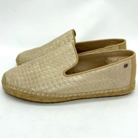 Ugg Womens Sandrinne Metallic Leather Espadrille Slip On Shoes