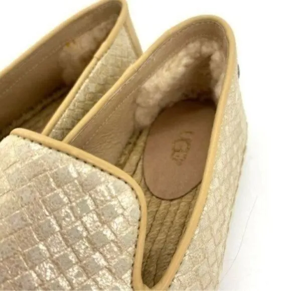 Ugg Womens Sandrinne Metallic Leather Espadrille Slip On Shoes