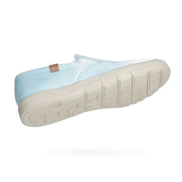 UIN Women's Lightweight Walking Casual Slip Ons Loafers (Blue Sky Silk Cadiz)