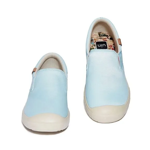 UIN Women's Lightweight Walking Casual Slip Ons Loafers (Blue Sky Silk Cadiz)