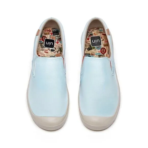 UIN Women's Lightweight Walking Casual Slip Ons Loafers (Blue Sky Silk Cadiz)