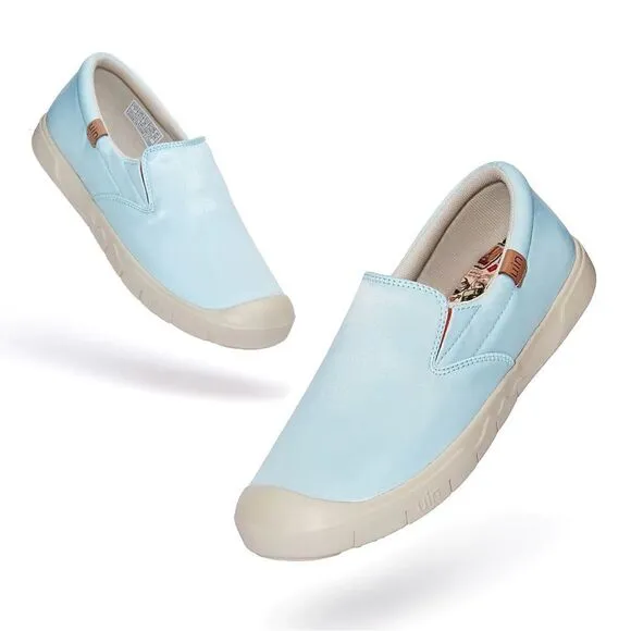 UIN Women's Lightweight Walking Casual Slip Ons Loafers (Blue Sky Silk Cadiz)