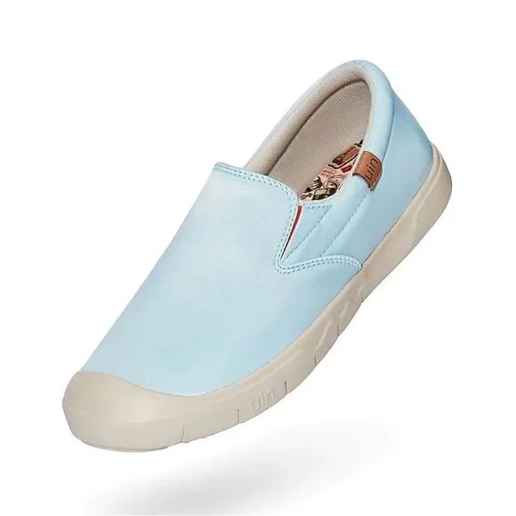 UIN Women's Lightweight Walking Casual Slip Ons Loafers (Blue Sky Silk Cadiz)