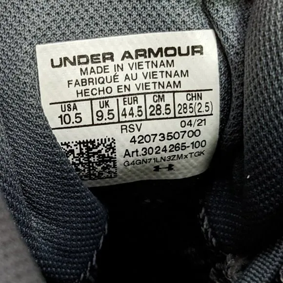 Under Armour Charged Raider Men's 10.5 Grey Waterproof Hiking Boots 3024265-100