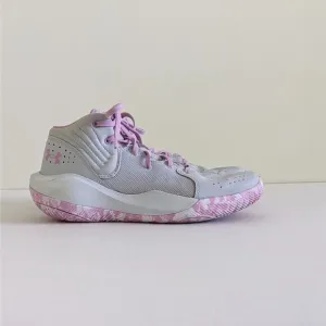 Under Armour Sz 7Y Jet '21 GS Basketball Shoes Sneakers Halo Gray/Pacific Purple