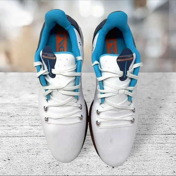 Under Armour UA HOVR Drive 2 Golf Shoes White/Blue Men's Size 10.5 PGA Tour‎
