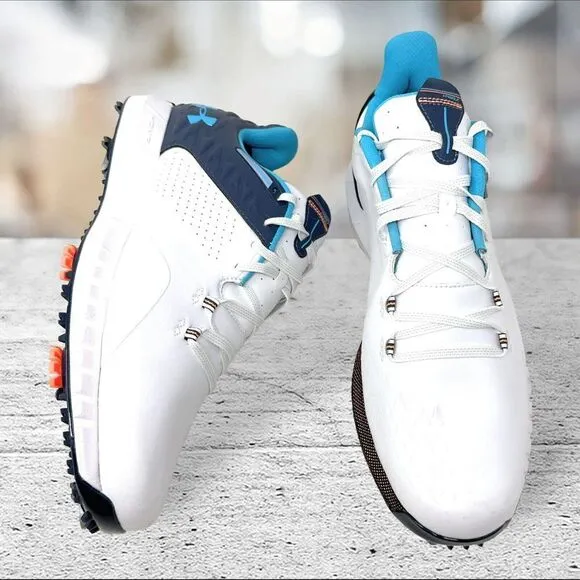 Under Armour UA HOVR Drive 2 Golf Shoes White/Blue Men's Size 10.5 PGA Tour‎
