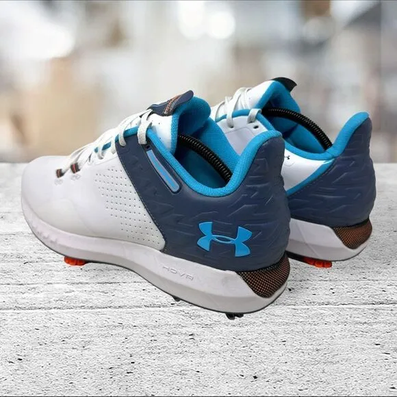 Under Armour UA HOVR Drive 2 Golf Shoes White/Blue Men's Size 10.5 PGA Tour‎