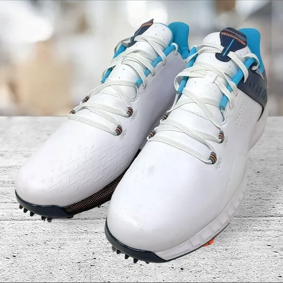 Under Armour UA HOVR Drive 2 Golf Shoes White/Blue Men's Size 10.5 PGA Tour‎