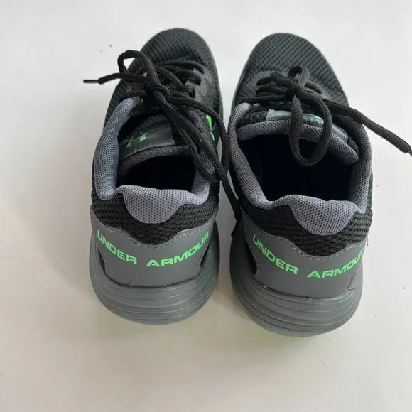 Under Armour‎ UA Running shoes GS Surge 2 Black Green Youth Kids Size 5