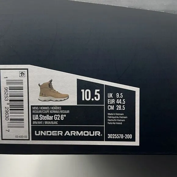 Under Armour UA Stellar G2 6&quot; Tactical Duty Brown Hiking Boots Men 10.5 NWB