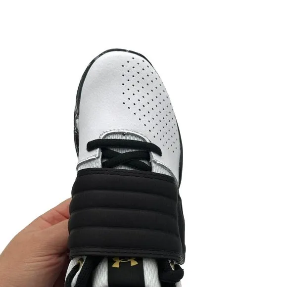 Under Armour Youth Boys Basketball Shoes Size 4Y White Black Lace Up Sneakers