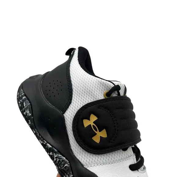Under Armour Youth Boys Basketball Shoes Size 4Y White Black Lace Up Sneakers