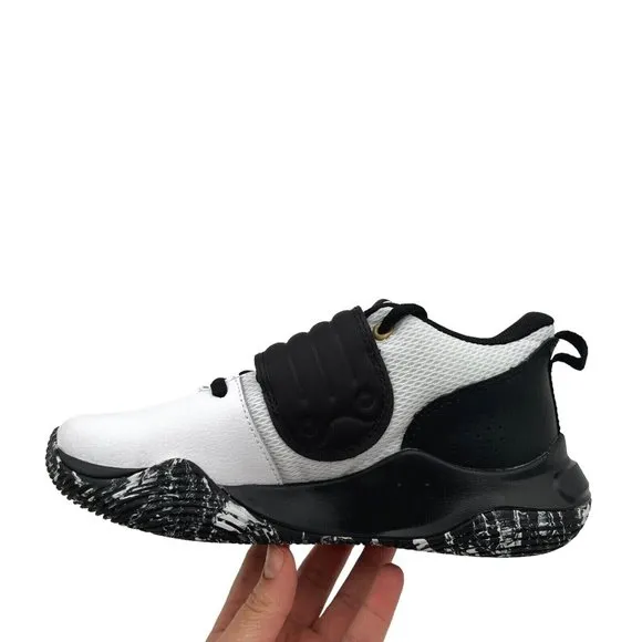 Under Armour Youth Boys Basketball Shoes Size 4Y White Black Lace Up Sneakers