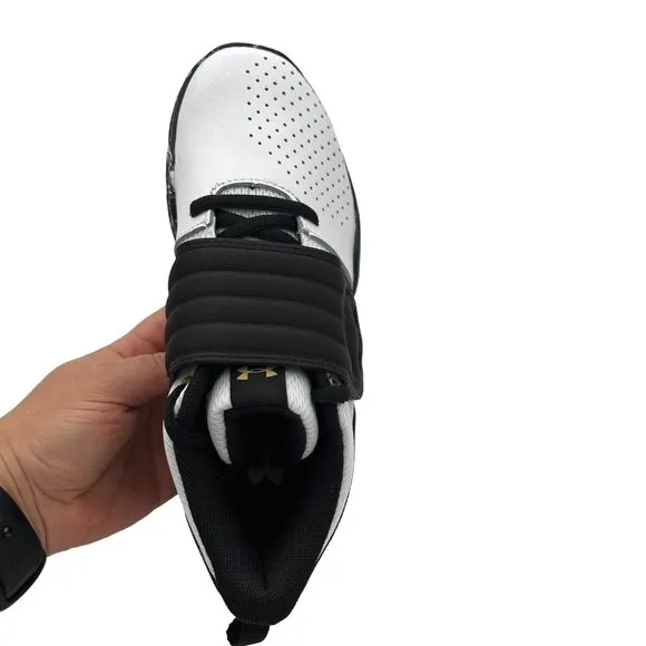 Under Armour Youth Boys Basketball Shoes Size 4Y White Black Lace Up Sneakers