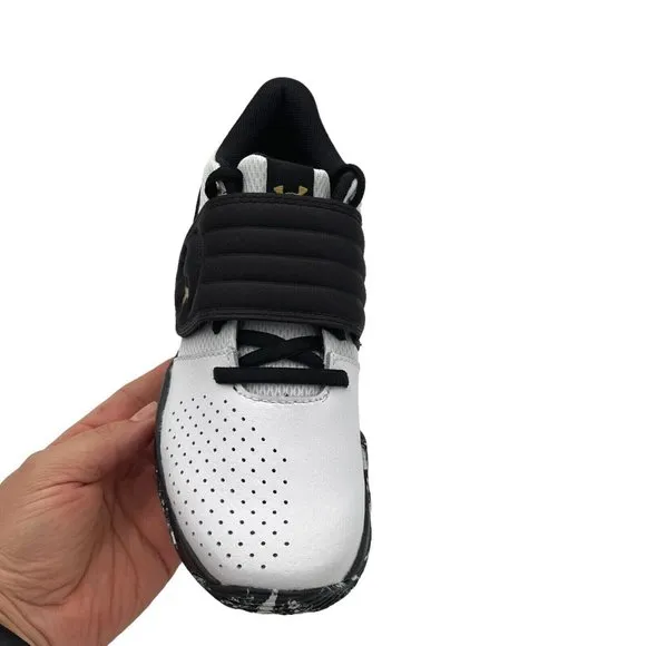 Under Armour Youth Boys Basketball Shoes Size 4Y White Black Lace Up Sneakers