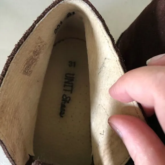Unit Shoes Brown Suede Booties