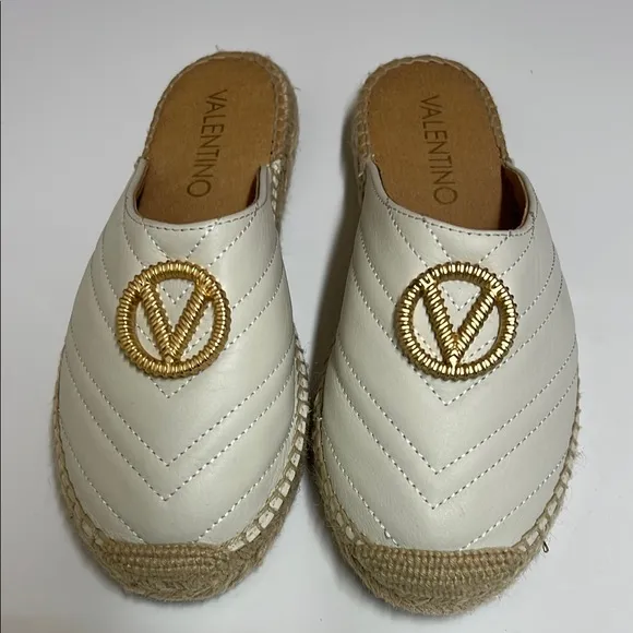 Valentino White Espadrille Mules Size 37 EU