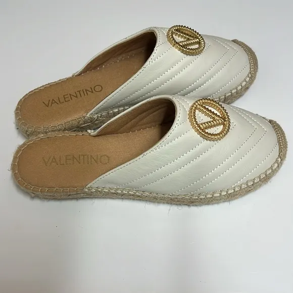 Valentino White Espadrille Mules Size 37 EU