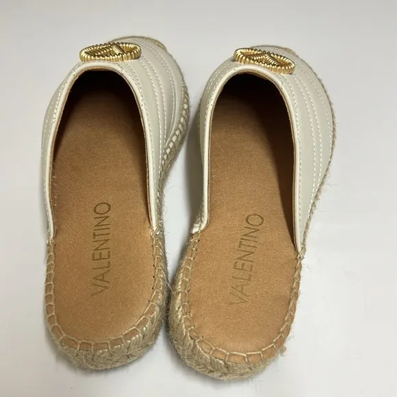 Valentino White Espadrille Mules Size 37 EU