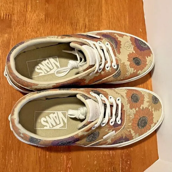 Vans Doheny Women's 6 Sneakers Suede Floral Sunflower Earth Tones Shoes Lace Up