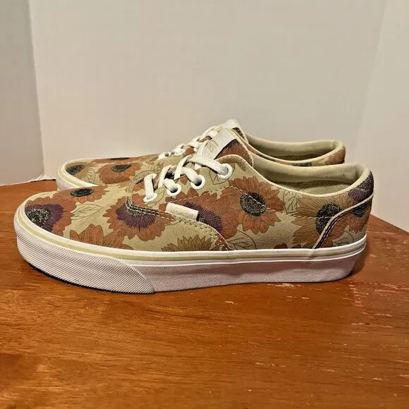 Vans Doheny Women's 6 Sneakers Suede Floral Sunflower Earth Tones Shoes Lace Up