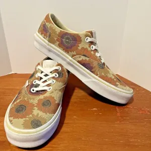 Vans Doheny Women's 6 Sneakers Suede Floral Sunflower Earth Tones Shoes Lace Up