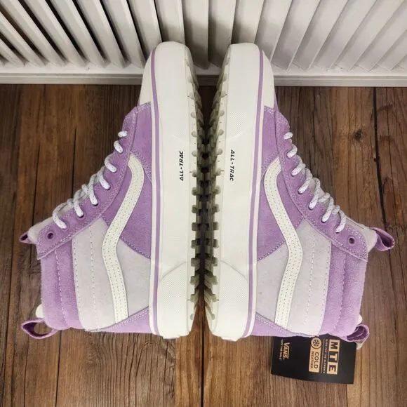 VANS Sk8-Hi MTE-2 Womens Sz 9 Purple White Cold Weather Insulated Sneakers Shoes