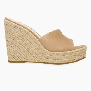 Veronica Beard Dali tan sand Suede Espadrille Wedge Sandals sz 8 SH353