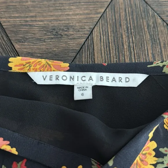 Veronica Beard Weller Skirt Size 6 | Black Multi Yellow Floral | Like New