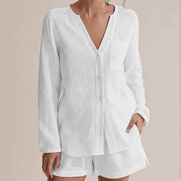 Versatile Notched Top and Shorts Set