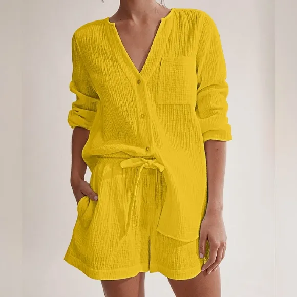 Versatile Notched Top and Shorts Set