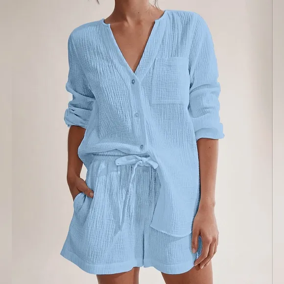 Versatile Notched Top and Shorts Set