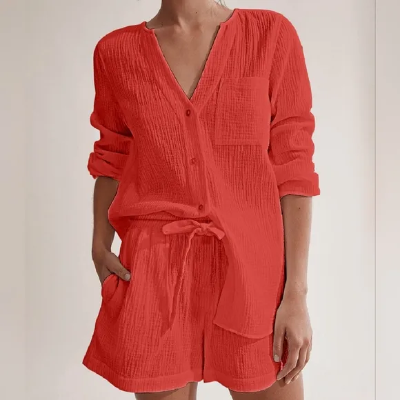 Versatile Notched Top and Shorts Set