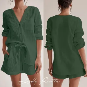 Versatile Notched Top and Shorts Set