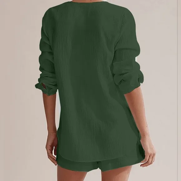 Versatile Notched Top and Shorts Set