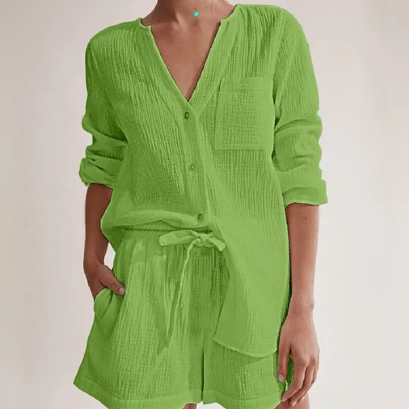 Versatile Notched Top and Shorts Set