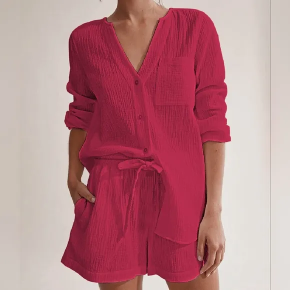 Versatile Notched Top and Shorts Set
