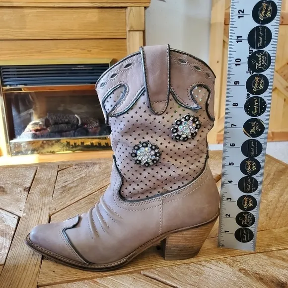 Very Volatile Leather Western Cowgirl Boot - Custom Side Bling