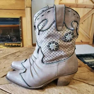 Very Volatile Leather Western Cowgirl Boot - Custom Side Bling