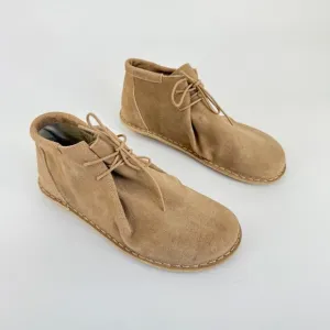 VIBAe Jtree Unisex W11 M8 Suede Desert Boots Sand Lace Up Round Toe Minimalist
