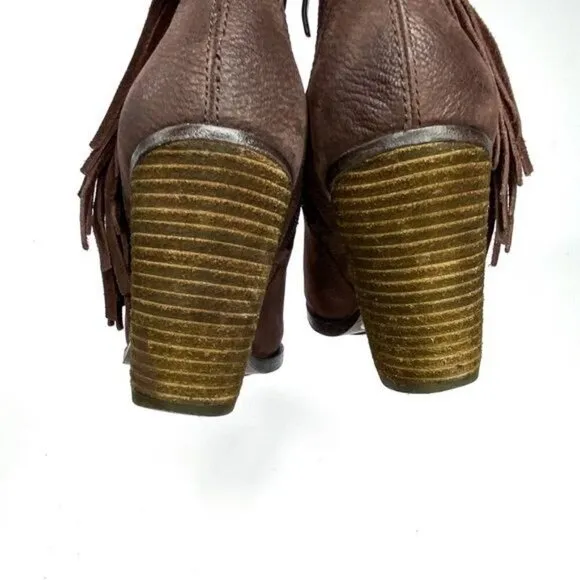 VINCE CAMUTO Brown Fringe Ankle Boots/Booties 8.5