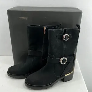 VInce Camuto Kerivini Boots - Black Silk Coat- Size 6 M- NIB