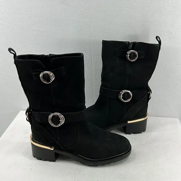 VInce Camuto Kerivini Boots - Black Silk Coat- Size 6 M- NIB