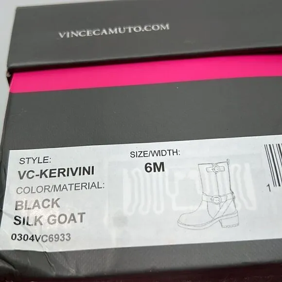 VInce Camuto Kerivini Boots - Black Silk Coat- Size 6 M- NIB